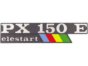 RMS Emblème capot latéral gauche "PX 150 E Elestart" aluminium | Vespa PX150 E RMS Emblème capot latéral gauche "PX 150 E Elestart" aluminium | Vespa PX150 E