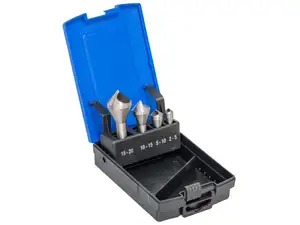 BGS Fraise à chanfreiner conique avec perçage transversal Ø 2 - 20 mm HSS 4 pces. BGS Fraise à chanfreiner conique avec perçage transversal Ø 2 - 20 mm HSS 4 pces.