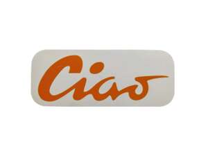Autocollant réservoir "Ciao" orange 70 x 28 mm | Piaggio Ciao P, C9 Autocollant réservoir "Ciao" orange 70 x 28 mm | Piaggio Ciao P, C9