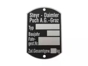 Plaque signalétique | Puch X30 NG/N-2AH Plaque signalétique | Puch X30 NG/N-2AH