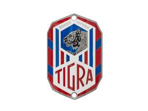 Plaque de marque pour tube de direction « TIGRA » courbée | Tigra Plaque de marque pour tube de direction « TIGRA » courbée | Tigra
