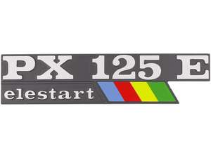 RMS Emblème capot latéral gauche "PX 125 E Elestart" aluminium | Vespa PX125 E RMS Emblème capot latéral gauche "PX 125 E Elestart" aluminium | Vespa PX125 E